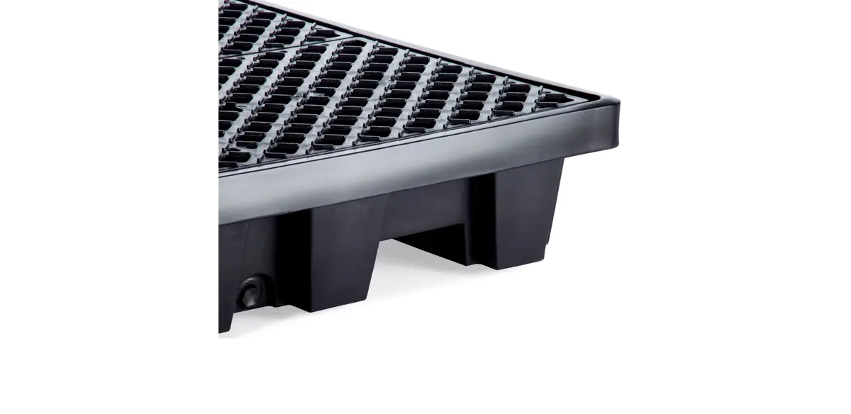 Heavy-Duty 4-Drum Polyspill Pallet Holds (4) 55 Gal. Drums, 51" X 51" X 10", 66 Gal. Sump Capacity 2