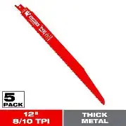 Diablo Reciprocating Saw Blade: 8/10 Teeth Per Inch, 12 In Blade Lg, 0.06 In Blade Thick, 5 Pk 1
