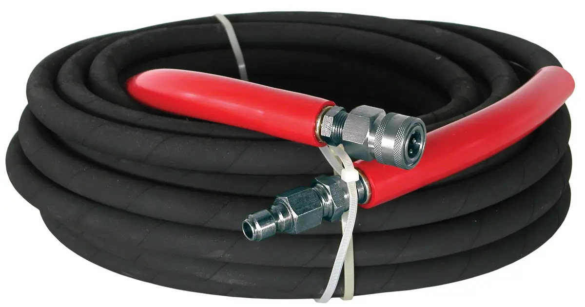 50' Black High Pressure Rubber Hose - 3/8" 6000Psi 1