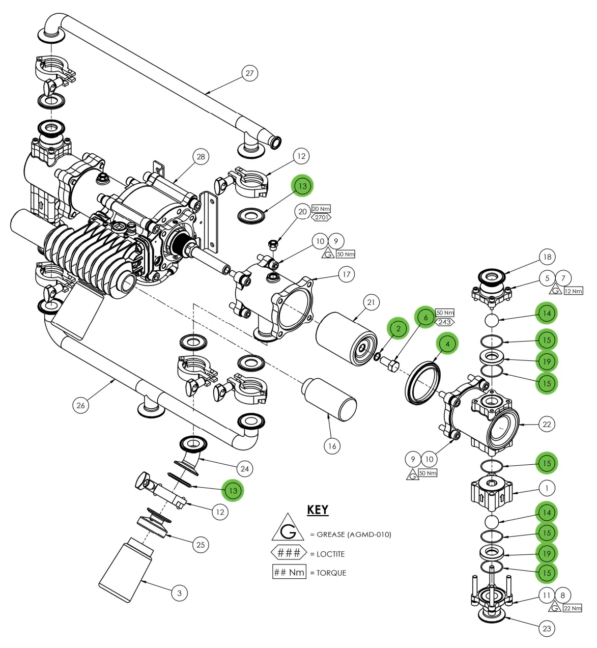 Binks 250715 Fluid Section Overhaul Kit; Maple 15/3 Afp Pumps 1