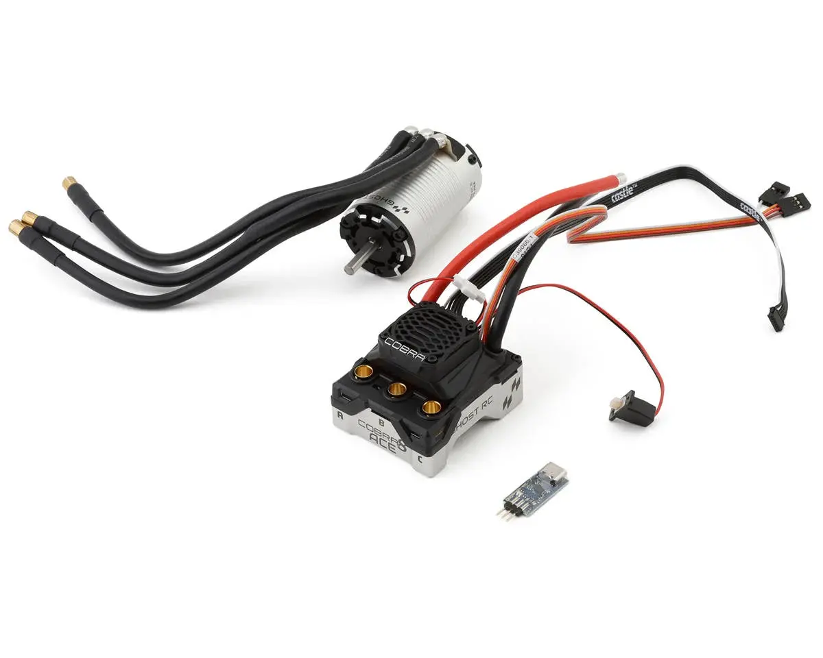 Ghost Rc Cobra 8 Ace No Prep Drag Brushless Esc Combo W/V2 1408 Motor (7000Kv) (Adjustable Endbell) 1