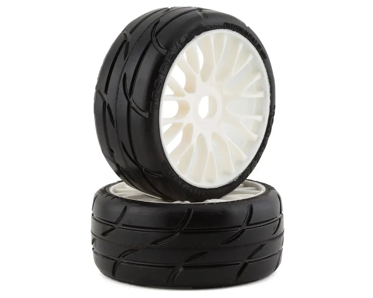 Gt - To3 Revo Belted Pre-Mounted 1/8 Buggy Tires (White) (2) (Xm4) W/Rigid Wheel 1
