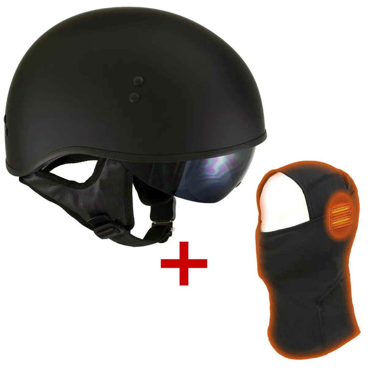 T72 'Black Widow' Flat Black Dot Helmet With Mp7922fmset Heated Balaclava Bundle 1