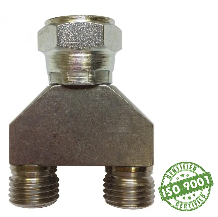 High Pressure Y-Block - 1/4" Nps (M) X 3/8" Npsm (F) 1