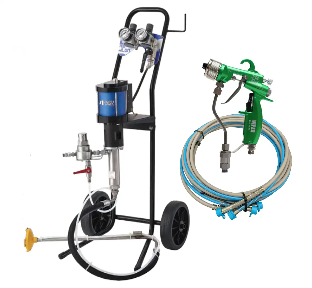 Anest Iwata Icon 30:1 Cart Mounted Pump With Viper® Or Mamba® Aaa Spray Gun 1