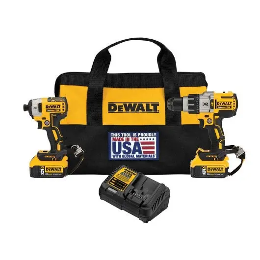 Dewalt 20V Max* Xr Hammer Drill/Impact Driver Combo Kit With Lanyard Ready Attachment Points 1