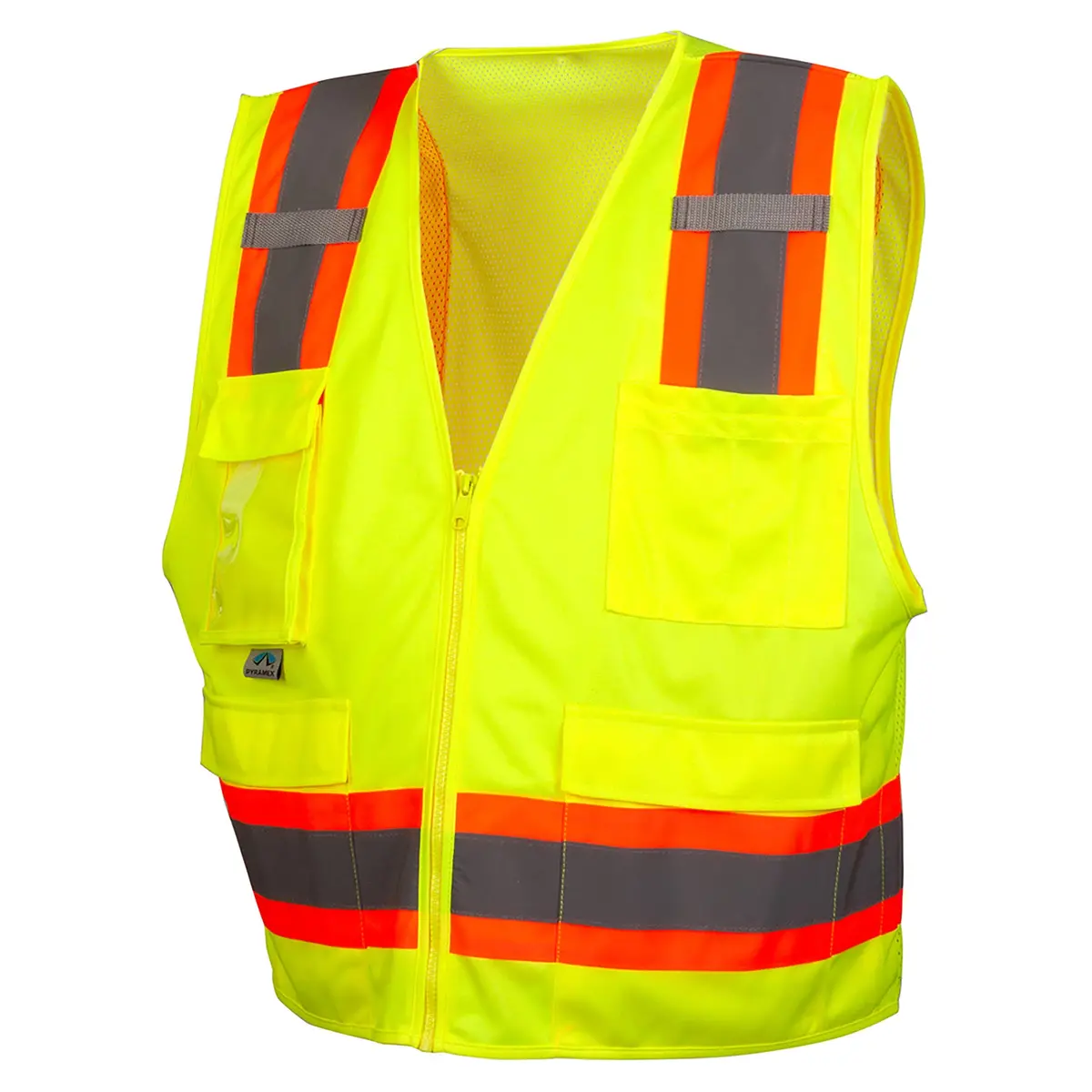 Pyramex Rvz24cp Series Type R Class 2 Two-Tone Surveyor Safety Vest With Clear Pocket 1