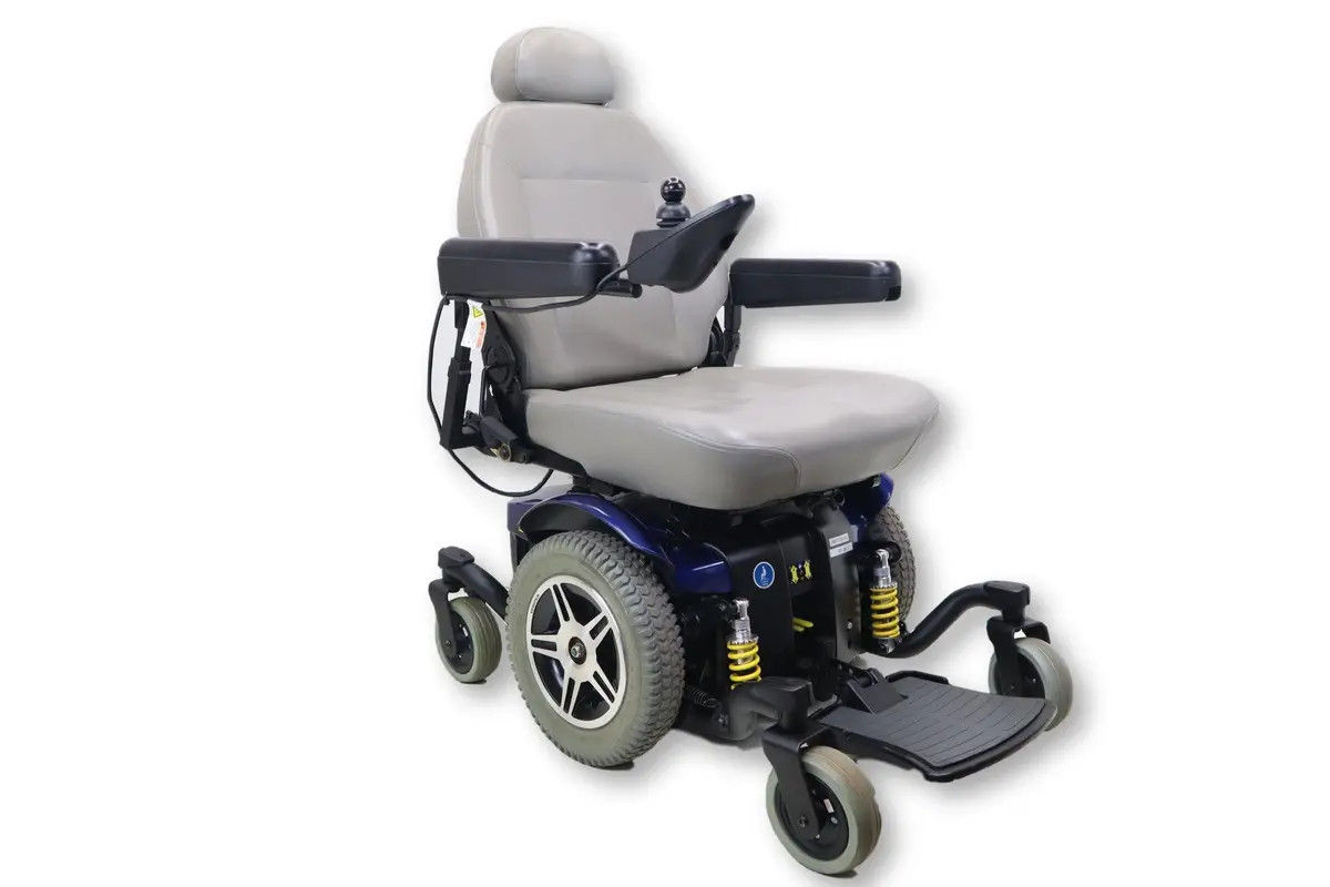 Jazzy 614 Electric Powered Wheelchair | 21" X 20" Seat | Pride Mobility | Sleek Blue Exterior 1