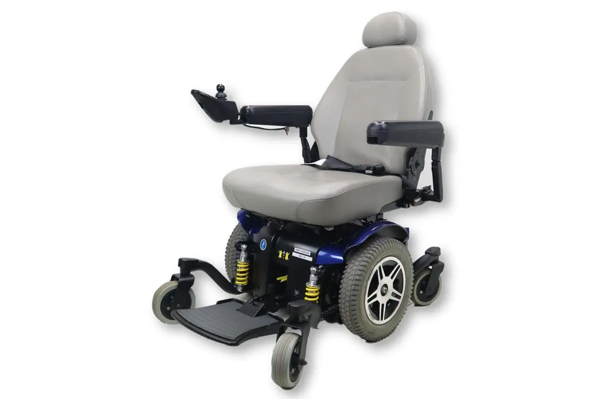 Jazzy 614 Electric Powered Wheelchair | 21" X 20" Seat | Pride Mobility | Sleek Blue Exterior 2