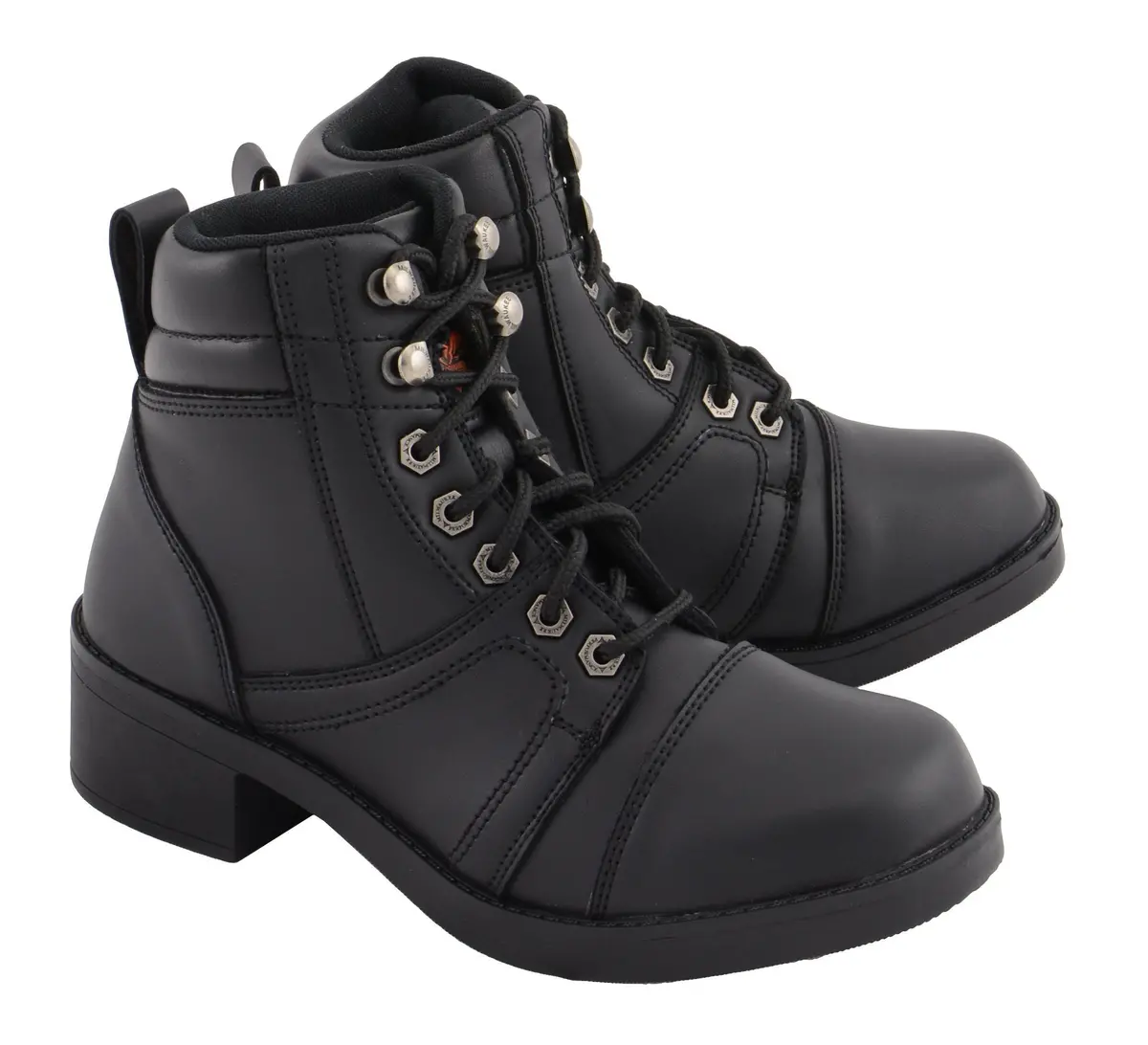 Mbk9285 Boys Black Lace-Up Biker Style Boots 1