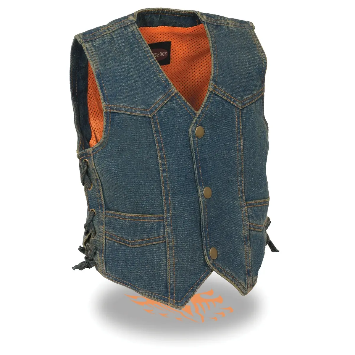 Mdk3900 Kids Classic Blue Denim Side Lace Vest 1