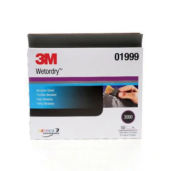 3M™ Wetordry™ 01999 401Q Series Abrasive Sheet, 9 In W X 11 In L, 3000 Grit, Fine Grade, Black 1