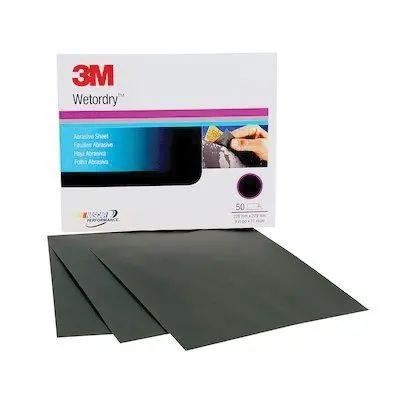 3M™ Wetordry™ 02034 401Q Abrasive Sheet, 9 In W X 11 In L, 1000 Grit, Fine Grade, Silicon Carbide Abrasive, Black 1