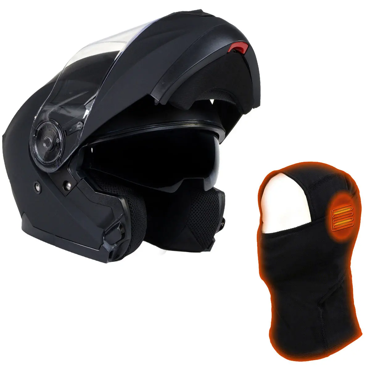 Milwaukee Helmets Mph9814dot 'Breeze' Flat Black Modular Helmet For Men And Women Biker W/ Mp7922fmset Heated Balaclava Bundle 1