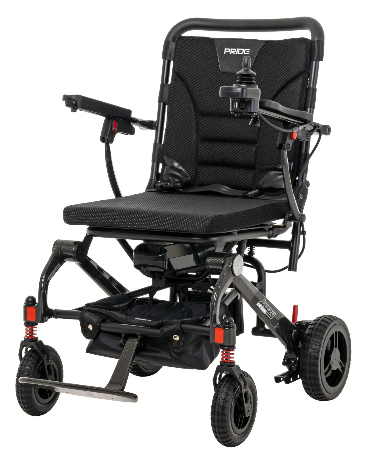 New Pride Mobility Jazzy Carbon Folding Lightweight Portable Power Chair | Weighs 39 Lbs! 1