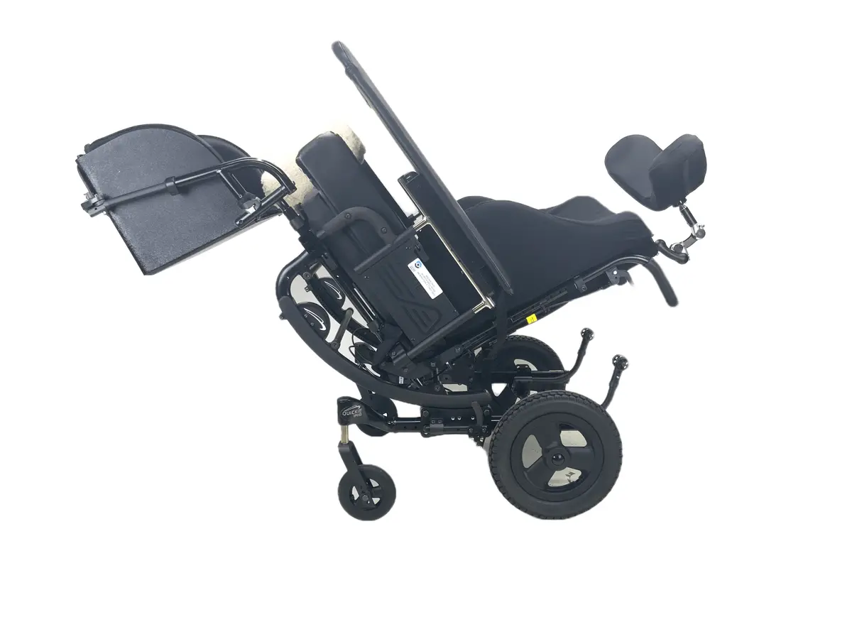 New Quickie Iris Tilt-In-Space Manual Wheelchair | 18 X 18 Inches | Legbox, Thigh Supports, Abductor Pad, Removable Activity Tray 1