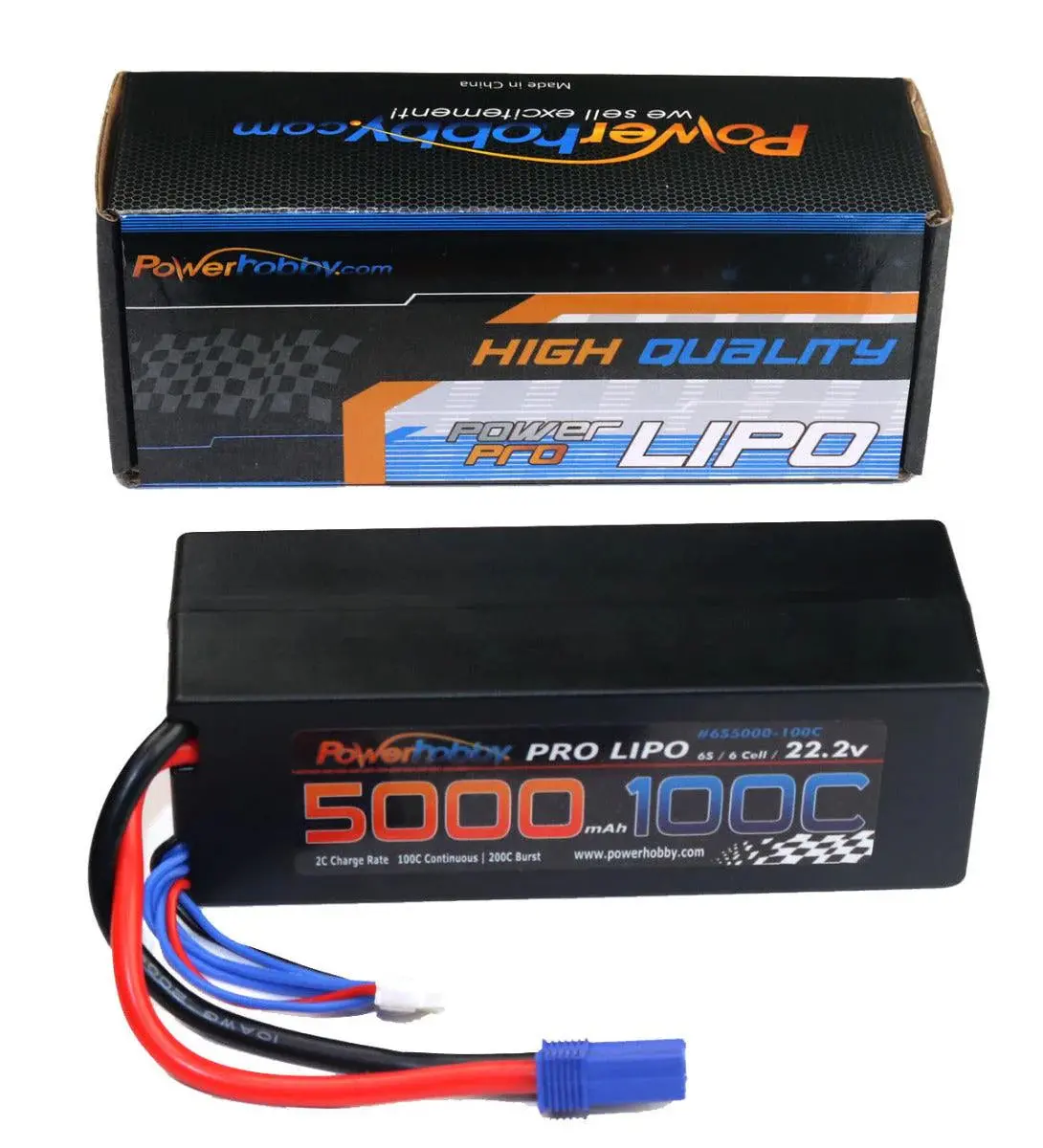 6S 22.2V 5000Mah 100C Lipo Battery W Ec5 Plug Hard Case 6-Cell 1
