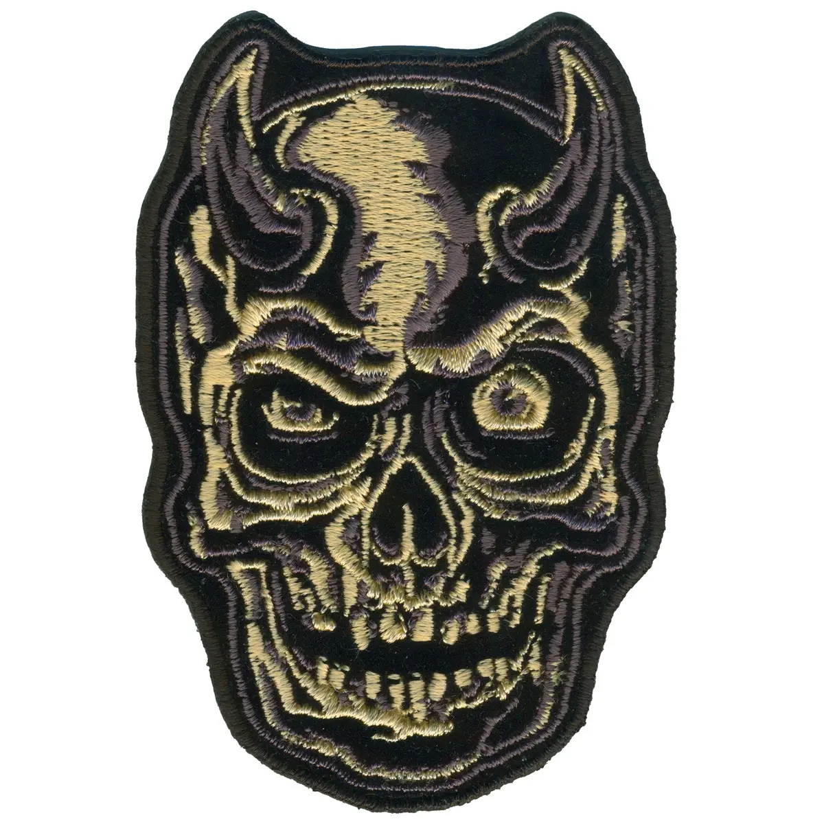 Ppq1210 Devil Horn Skull Grey 3.5" Patch 1