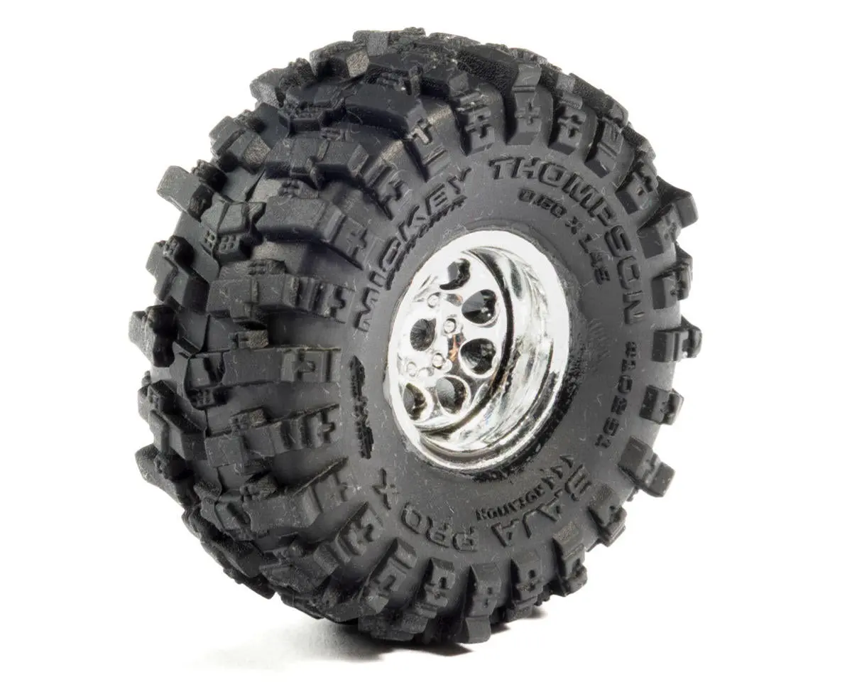 Axial Scx30 1/30 Baja Pro X Pre-Mounted Micro Crawler Tires (Chrome) (4) (37Mm Od) 1
