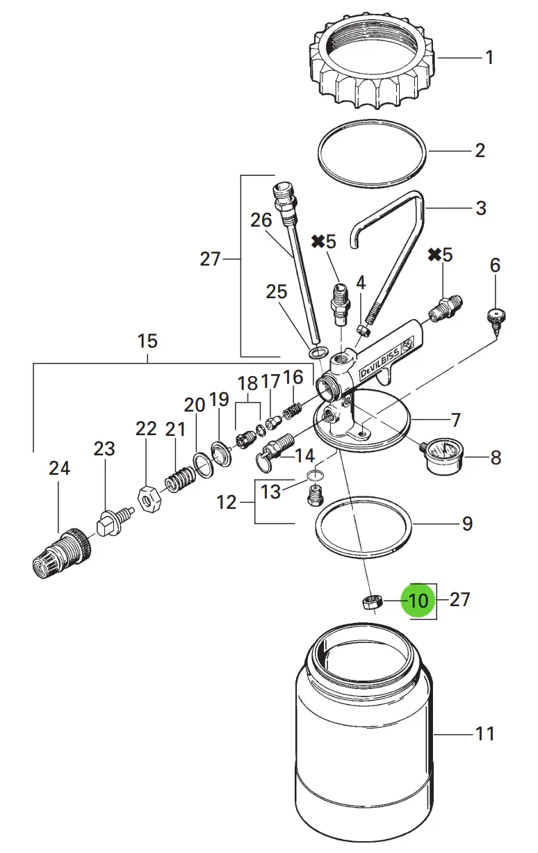 Devilbiss Mbd-11-K5 Locknut (Kit Of 5) 1