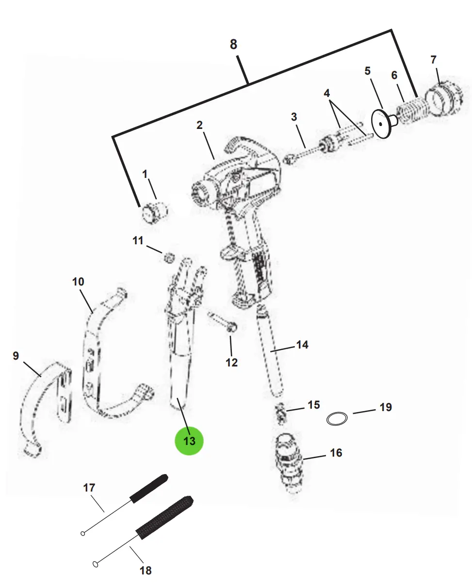 Tritech 500-225 Trigger Assembly, 4-Finger, T420/T750 1