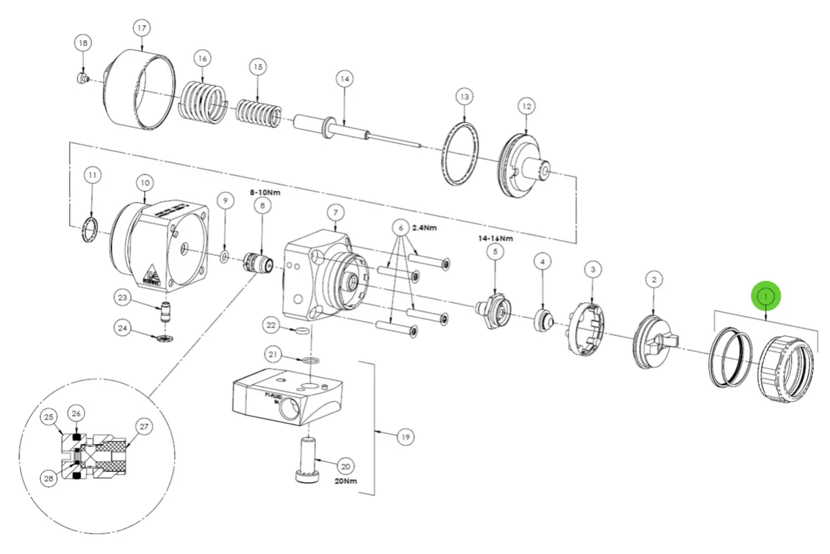 Binks 54-6029-K Retaining Ring With Seals 1