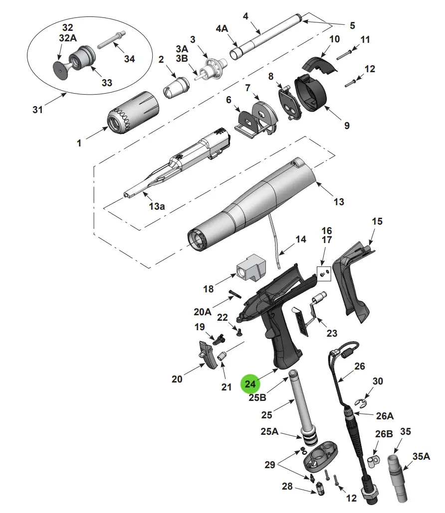 Aftermarket Nordson® 1106870 Handle, Handgun (Non-Oem) 1