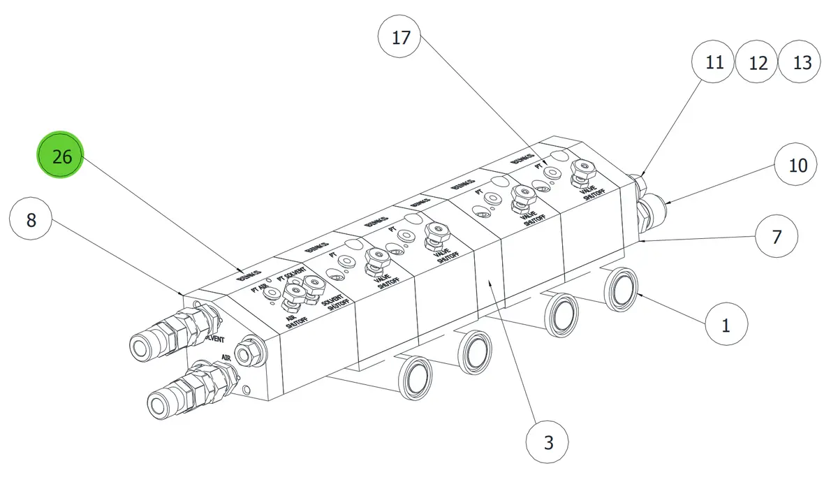 Ransburg A12827-00 Purge Block Assembly 1