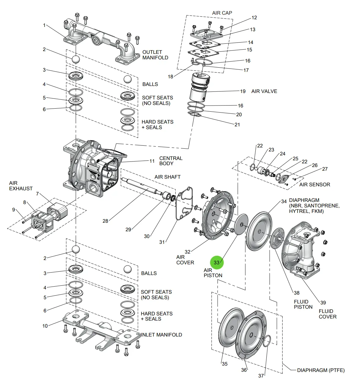 Samoa Up10r-Hp-6A0 Air Piston Seals Kit 1