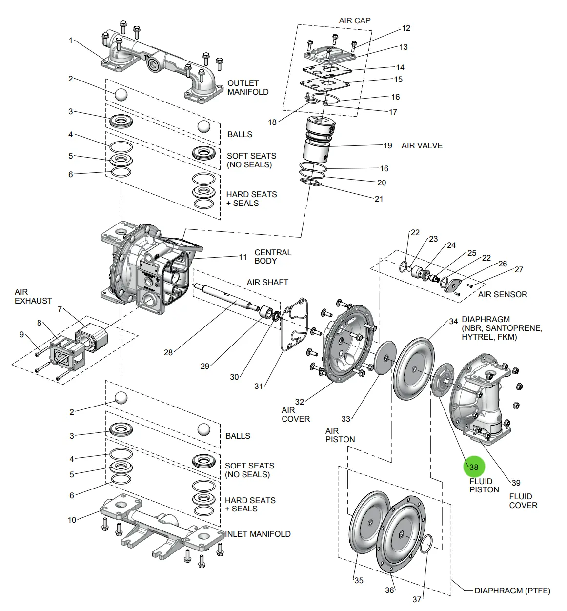 Samoa Up10r-Hp-7A0 Fluid Piston Seals Kit 1