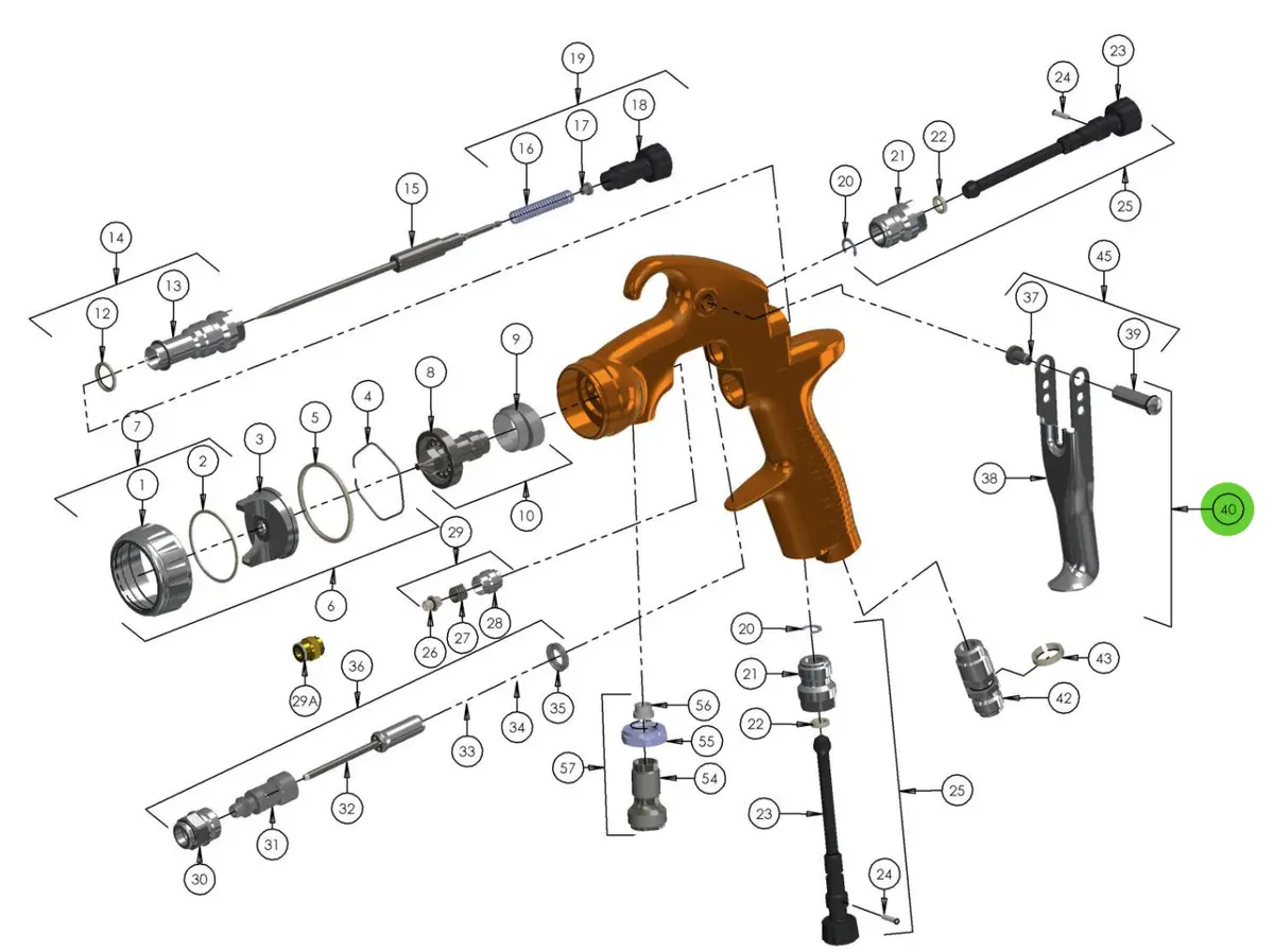 Trigger, Stud, And Screw Kit For Devilbiss Advance Hd 1