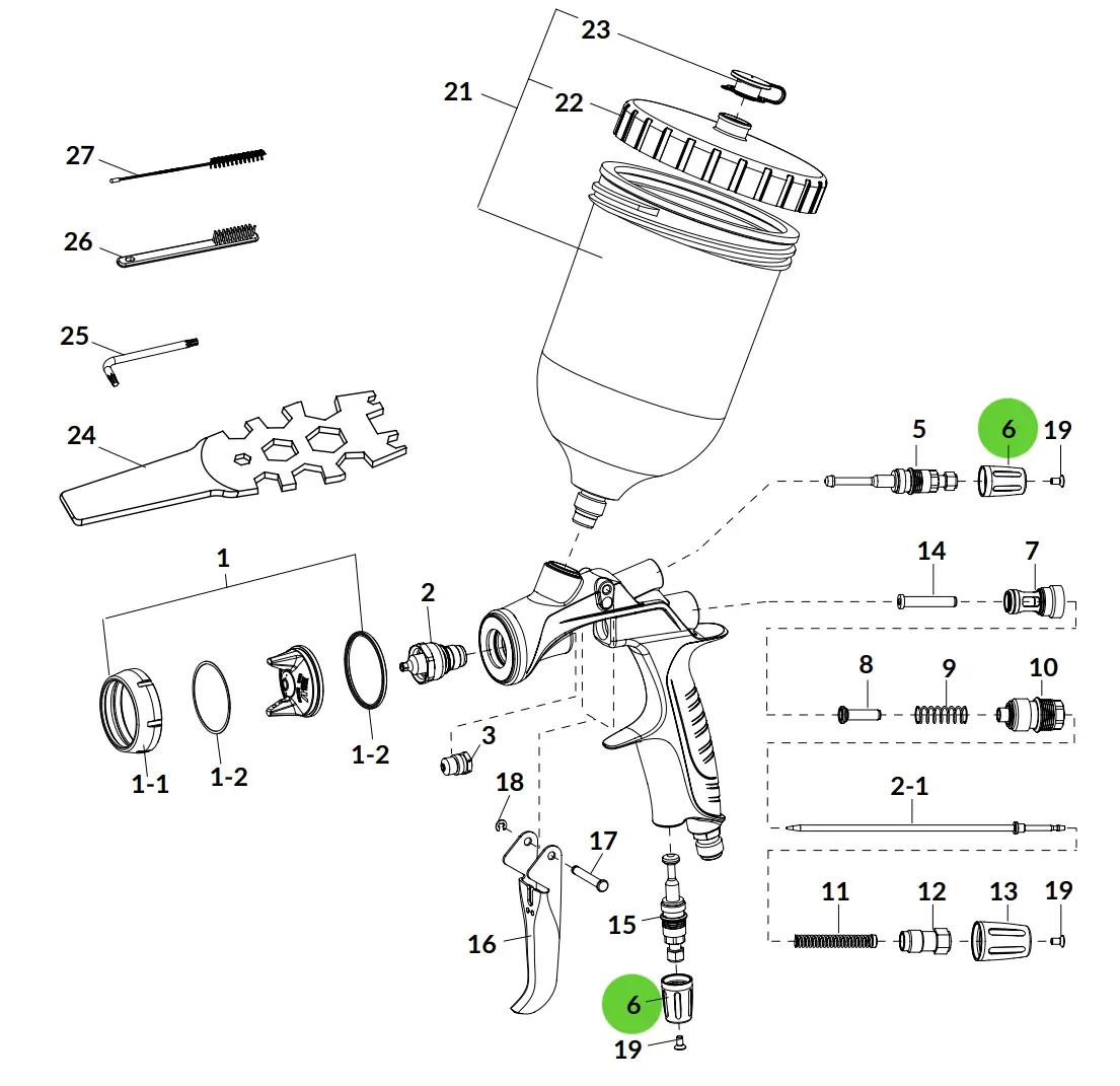 Anest Iwata 93008820 Pattern Adjusting Knob Ls (Green) Kit Of 1 Knob 1