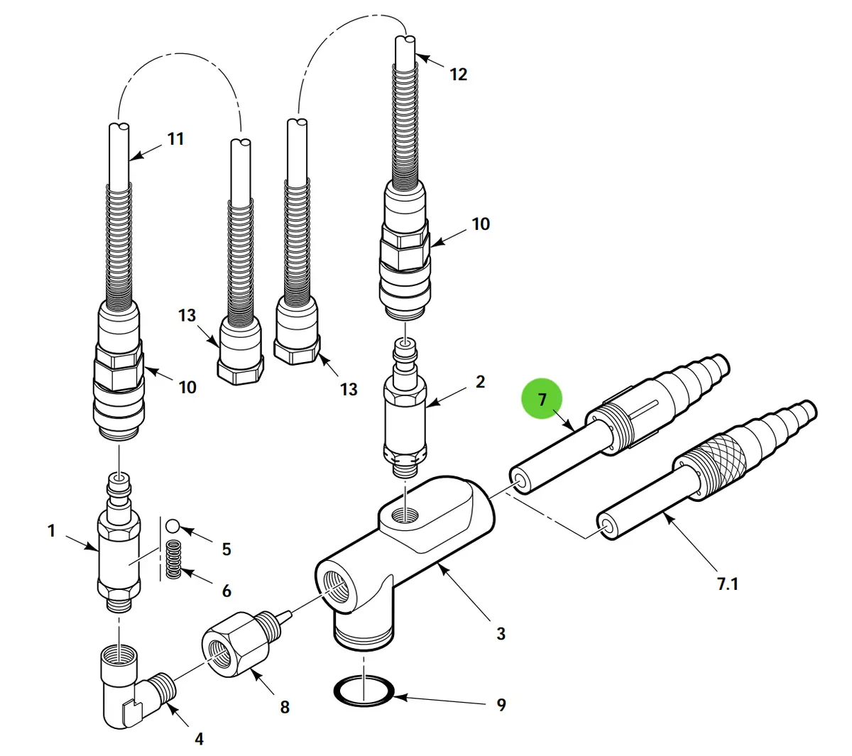 Aftermarket Gema® 344338 Pi-3 Hose Fitting Tefzel (Non-Oem) 1