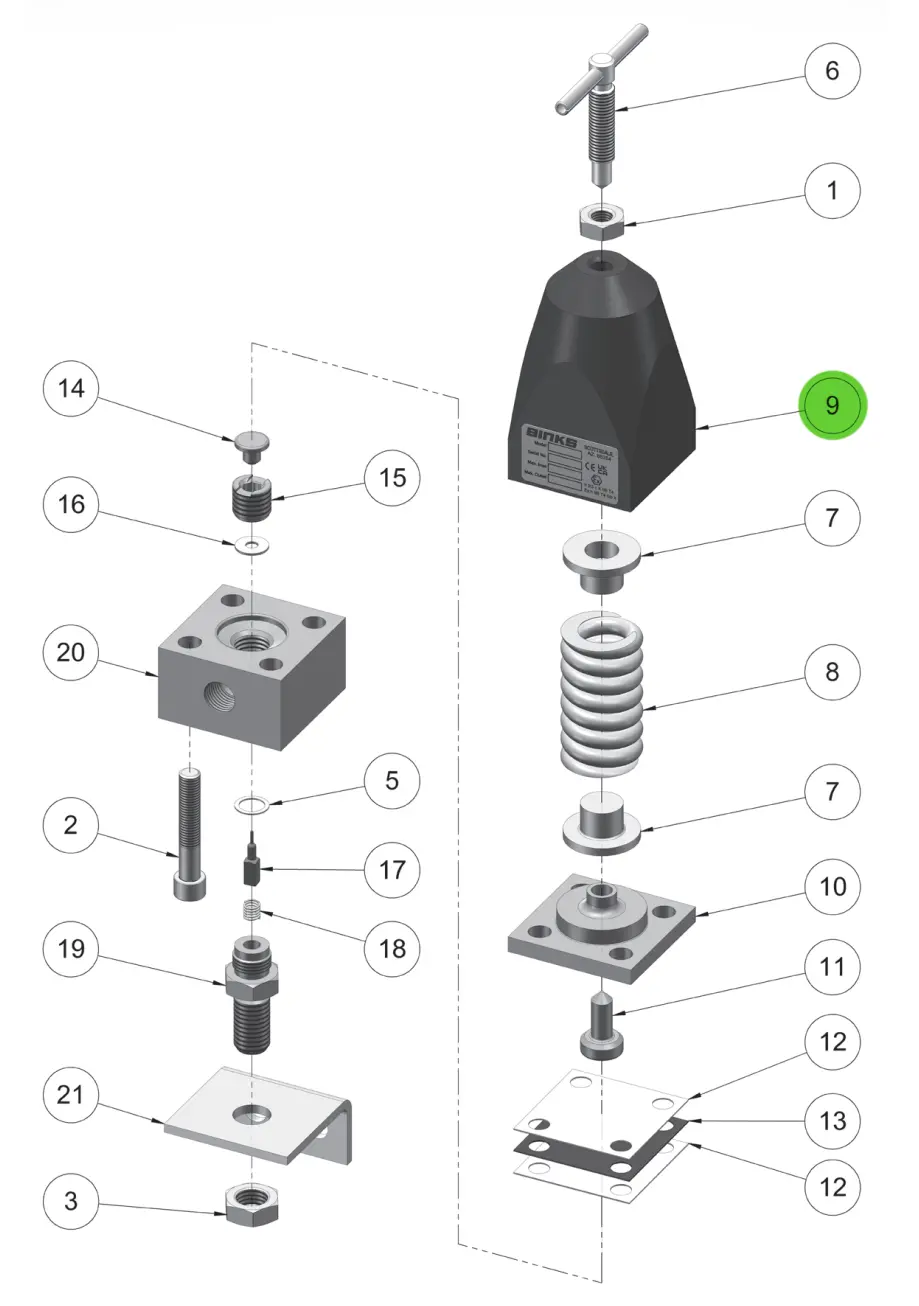 Binks 84-426 Bonnet (Fl & Bp Regulator) 1