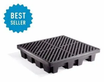 Heavy-Duty 4-Drum Polyspill Pallet Holds (4) 55 Gal. Drums, 51" X 51" X 10", 66 Gal. Sump Capacity 1