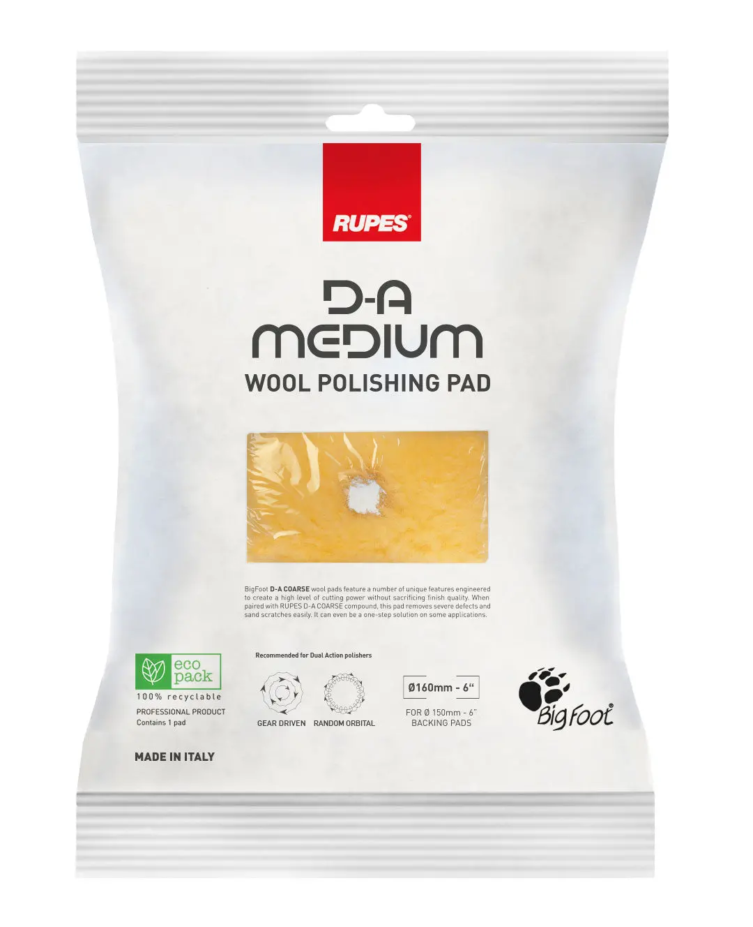 Rupes - Yellow Wool Precision Medium Pad - (80Mm, 130Mm, 160Mm) 1