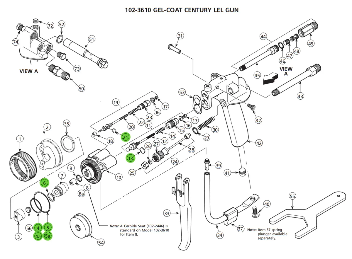 Binks 106-1251 Soft Seal Kit For Century Lel Gun Assemblies 1