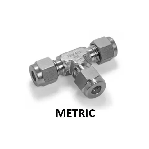Hosco 316 Stainless Steel Compression & Instrumentation Fittings, Union Tee, Metric (Various Size Options) 1