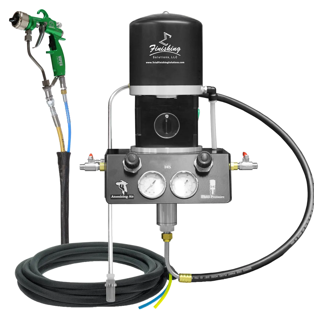 Tfs Label Air-Assist-Airless (Aaa) 14:1 Peak™ Pump - Wall Model Set-Up (V Packing) With Viper® Aaa Spray Gun 1