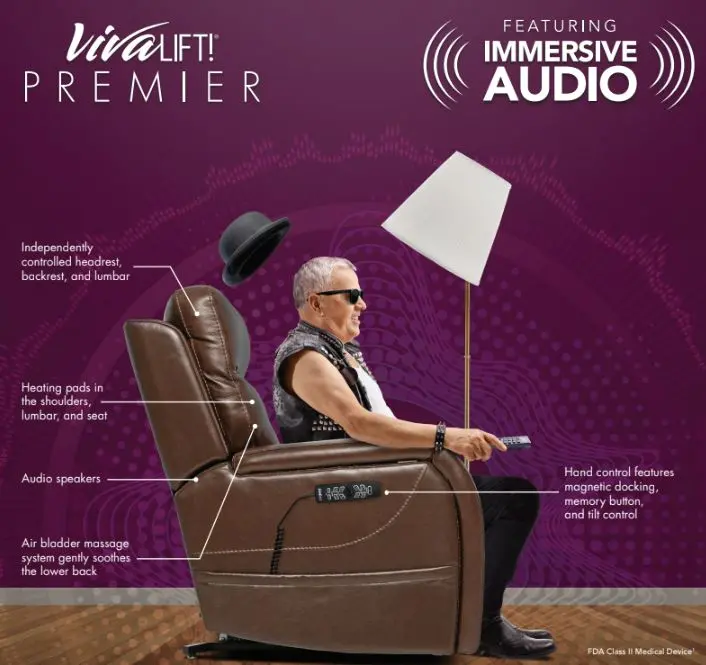 Pride Mobility Vivalift! Premier Plr5900 Lift Chair Recliner | Immersive Audio Speakers | True-Infinite Positioning 1