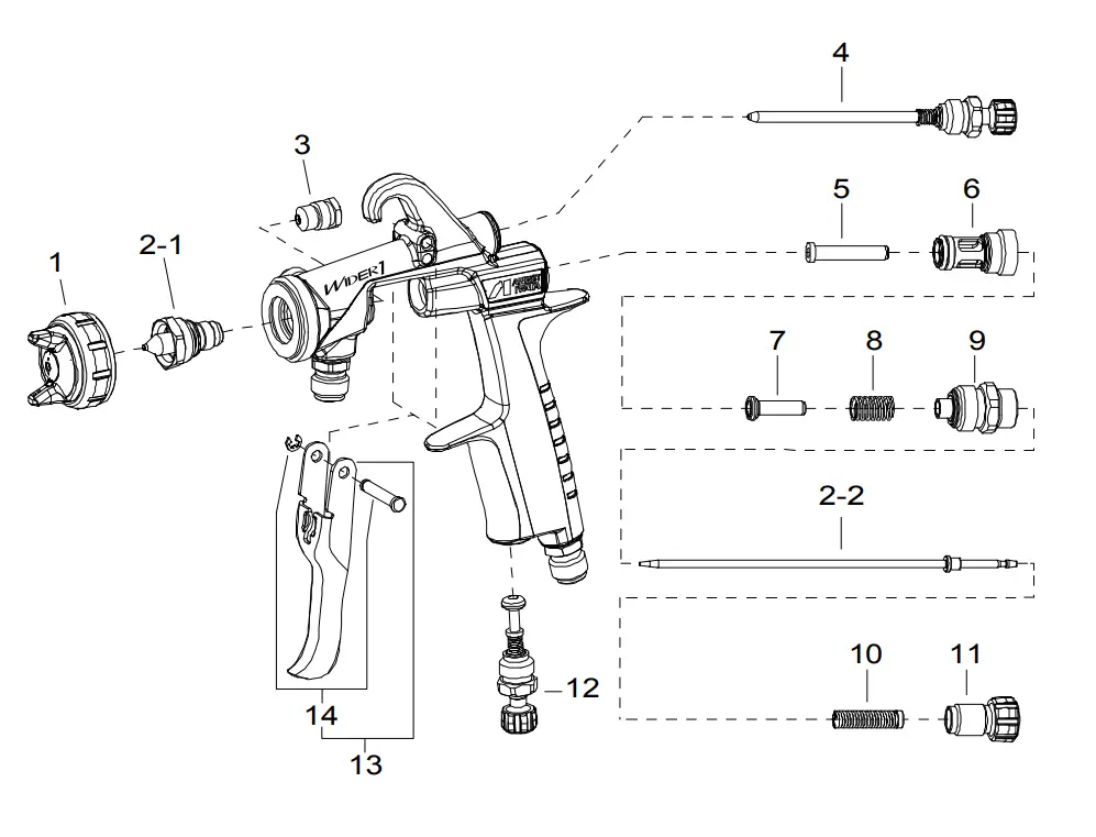 Anest Iwata Wider1 Trigger Assembly 1