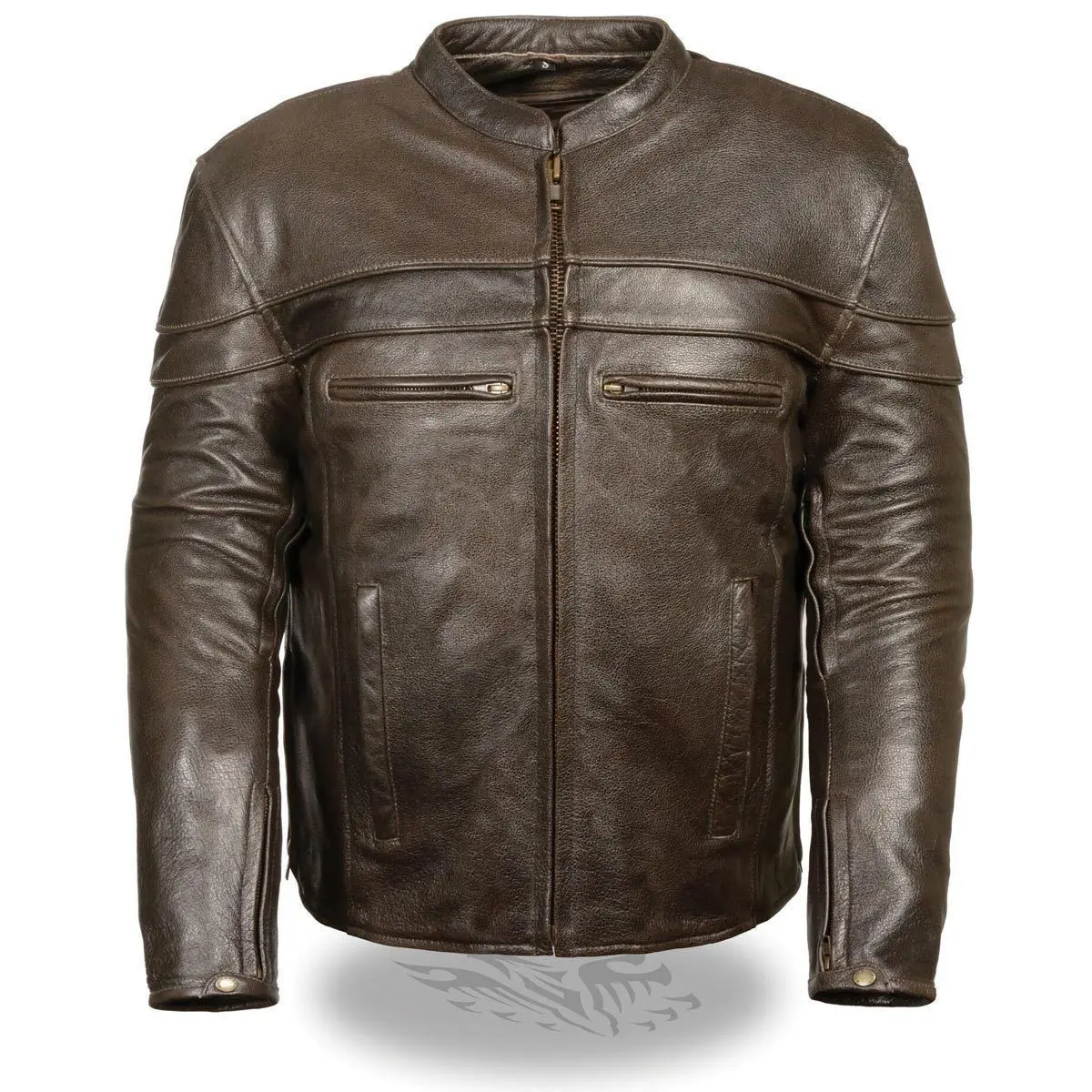 Ml1408rt Men's Retro Brown 'Savage' Sporty Crossover Retro Leather Jacket 1