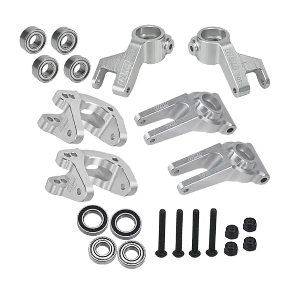 Gpm Alum Front C Hubs & Front Steering Block & Rear Hub Silver For Arrma Gorgon 1