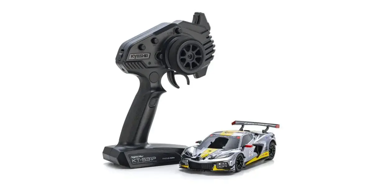 Mini-Z Rwd Mr-04 Readyset Chevrolet® Corvette® C8.R Chrome / Yellow Kyosho America 20Th Anniversary 1