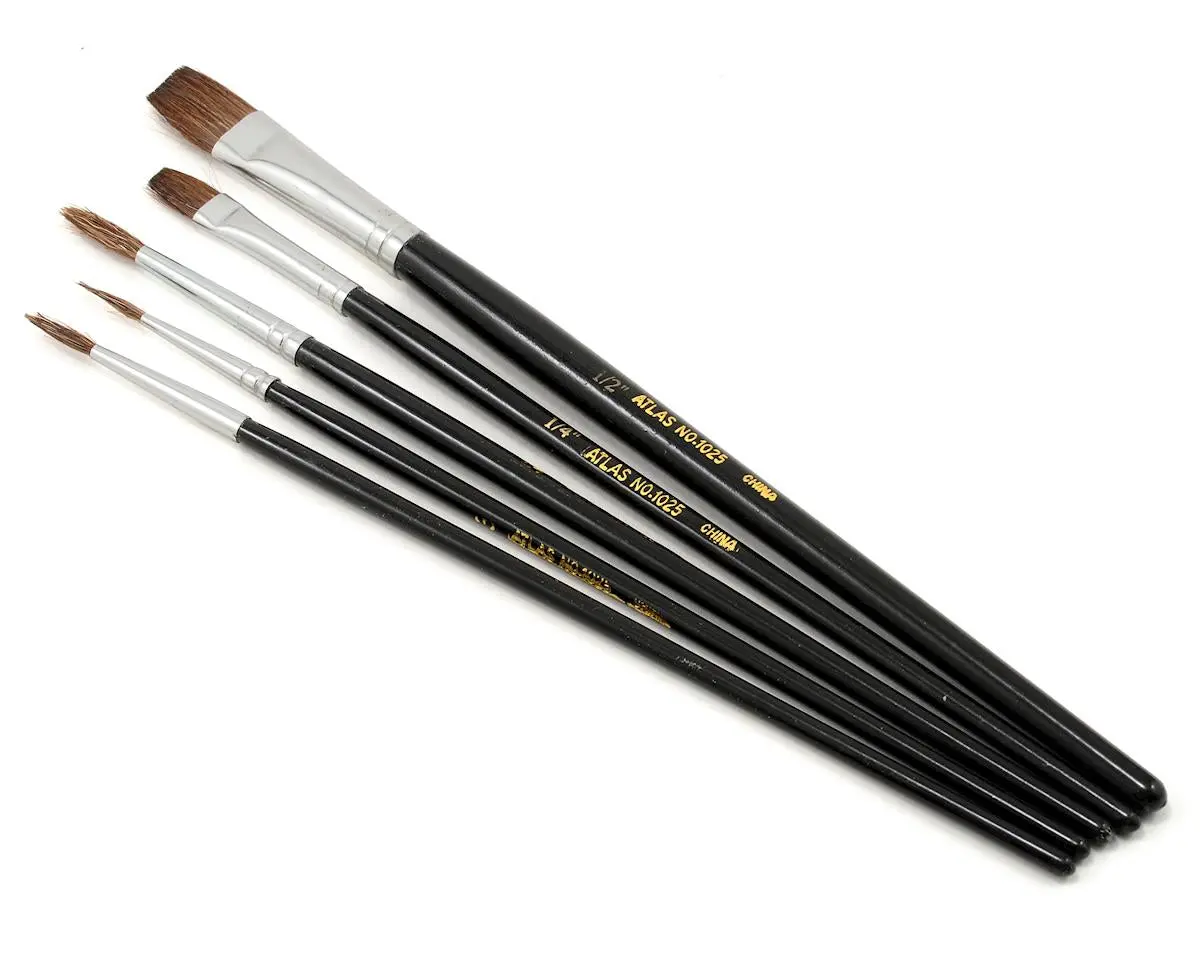 Atlas Brush Round & Flat Camel Hair Brush Set (5) 1