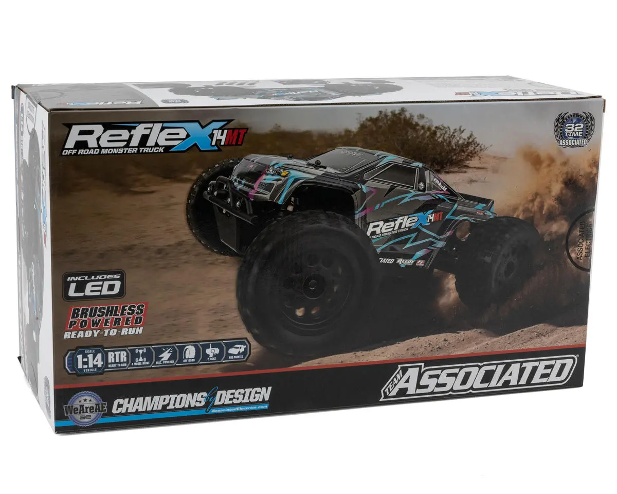 Reflex 14Mt 1/14 Rtr 4Wd Brushless Mini Monster Truck (Blue/Purple) W/2.4Ghz Radio 2