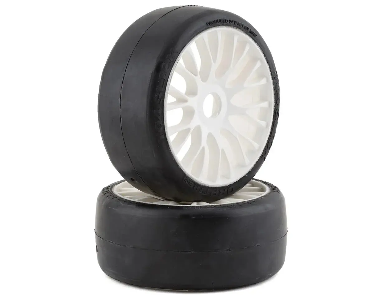 Grp Tires Gt - To4 Slick Belted Pre-Mounted 1/8 Buggy Tires (White) (2) (Xm4) W/Rigid Wheel 1
