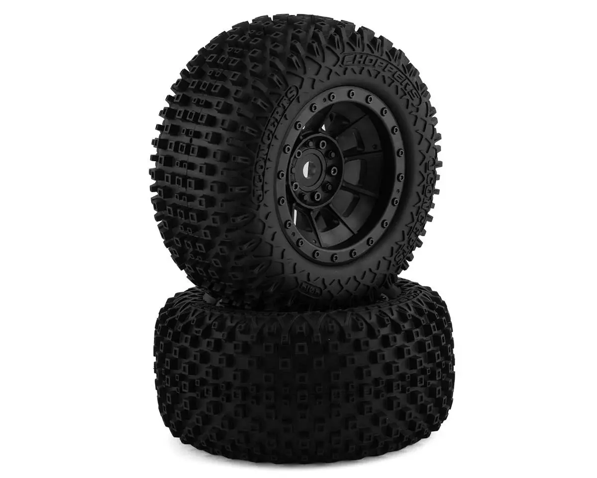 Choppers Pre-Mounted Monster Truck Tires (Black) (2) W/17Mm Hex 1