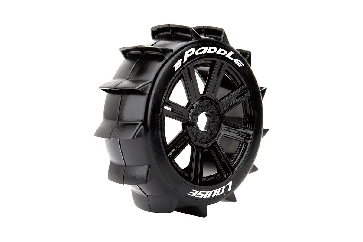 B-Paddle 1/8 Off-Road Buggy Tires, 17Mm Hex, Mounted On Black Spoke Rim, Soft, Front/Rear (2) 1