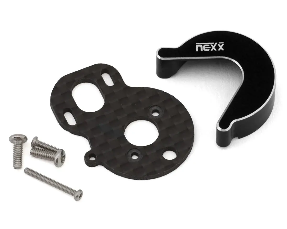 Nexx Racing Losi Micro-B Carbon Motor Plate & Aluminium Gearbox Cover Set (Black) (Brushless Conversion) 1